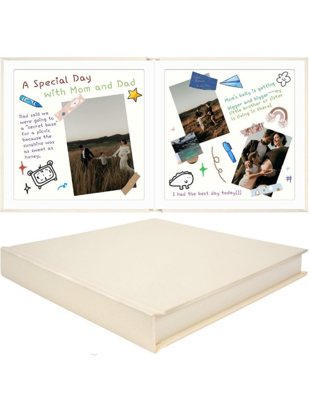 Linen Scrapbook Album 12x12 Inch, 40 Pages, 420gsm Kraft, Beige Memories Book